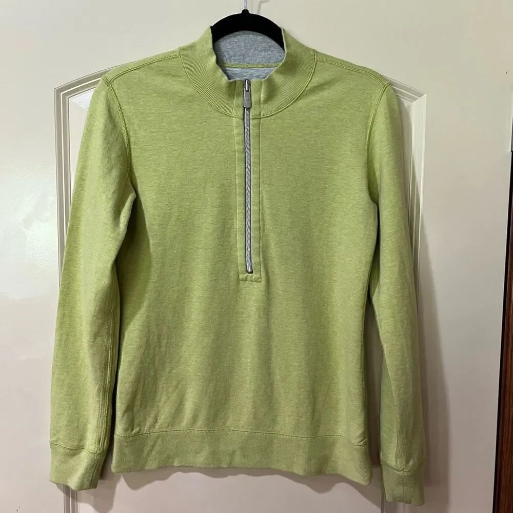 TOMMY BAHAMA Flip Side Pro Reversible Half-Zip Sweatshirt Green Gray Size Small